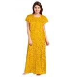 Women's Cotton Printed Maxi Nighty (Yellow)