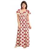 Women's Cotton Printed Maxi Nighty (Red)