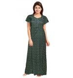 Women's Cotton Printed Maxi Nighty (Green)
