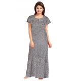 Women's Cotton Printed Maxi Nighty (Grey)