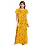 Women's Cotton Printed Maxi Nighty (Yellow)