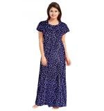 Women's Cotton Printed Maxi Nighty (Blue)