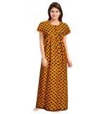 Women's Cotton Printed Maxi Nighty (Mustard)