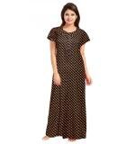 Women's Cotton Printed Maxi Nighty (Brown)