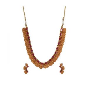 Women's Elegent Laxmi Coin Shape Jewellery Chowker Set (Red, Free Size)
