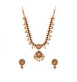 Women's Elegent Brass Kempu Chain Jewellery Set (Multi Color, Free Size)