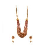Women's Ethnic Five Layer Brass Mala With Crystal For Women And Girls (Red, Free Size)