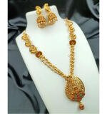 Women's Traditional Temple Necklace and Earrings Set in Gold (Multi Color, Free Size)