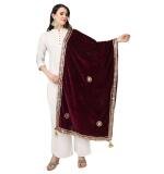 Women's Velvet Gotta Patti Dupatta (Purple, Length:  2.25 to 2.50 Mtr)