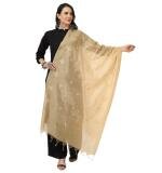 Women's Cotton Embroidered Dupatta (Gold, Length:  2.25 to 2.50 Mtr)