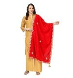 Women's Velvet Gotta Patti Dupatta (Red, Length:  2.25 to 2.50 Mtr)