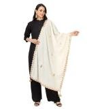 Women's Velvet Gotta Patti Dupatta (Off White, Length:  2.25 to 2.50 Mtr)