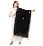 Women's Velvet Gotta Patti Dupatta (Black, Length:  2.25 to 2.50 Mtr)