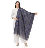 Women's Cotton Embroidered Dupatta (Dark Blue, Length:  2.25 to 2.50 Mtr)
