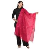 Women's Cotton Embroidered Dupatta (Maroon, Length:  2.25 to 2.50 Mtr)