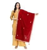 Women's Velvet Gotta Patti Dupatta (Maroon, Length:  2.25 to 2.50 Mtr)