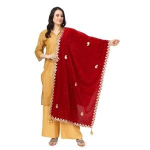 Women's Velvet Gotta Patti Dupatta (Maroon, Length:  2.25 to 2.50 Mtr)