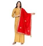 Women's Velvet Gotta Patti Dupatta (Red, Length:  2.25 to 2.50 Mtr)