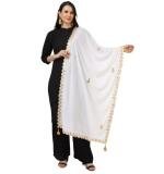 Women's Velvet Gotta Patti Dupatta (White, Length:  2.25 to 2.50 Mtr)