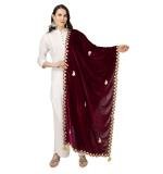 Women's Velvet Gotta Patti Dupatta (Purple, Length:  2.25 to 2.50 Mtr)