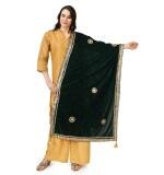 Women's Velvet Gotta Patti Dupatta (Green, Length:  2.25 to 2.50 Mtr)