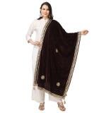 Women's Velvet Gotta Patti Dupatta (Brown, Length:  2.25 to 2.50 Mtr)