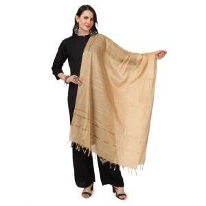Women's Chanderi Solid Dupatta (Gold, Length:  2.25 to 2.50 Mtr)