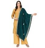 Women's Velvet Gotta Patti Dupatta (Dark Green, Length:  2.25 to 2.50 Mtr)