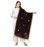 Women's Velvet Gotta Patti Dupatta (Brown, Length:  2.25 to 2.50 Mtr)
