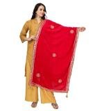 Women's Velvet Gotta Patti Dupatta (Pink, Length:  2.25 to 2.50 Mtr)