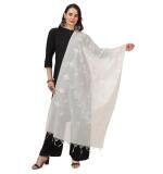 Women's Cotton Embroidered Dupatta (White, Length:  2.25 to 2.50 Mtr)