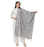 Women's Cotton Embroidered Dupatta (Grey, Length:  2.25 to 2.50 Mtr)