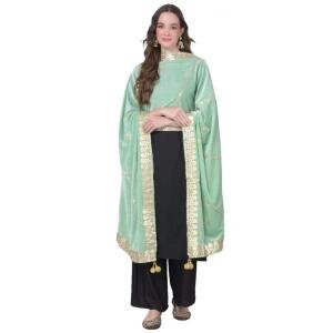 Women's Velvet Gotta Patti Dupatta (Sea Green, Length:  2.25 to 2.50 Mtr)