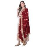 Women's Velvet Gotta Patti Dupatta (Maroon, Length:  2.25 to 2.50 Mtr)