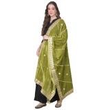 Women's Velvet Gotta Patti Dupatta (Olive, Length:  2.25 to 2.50 Mtr)