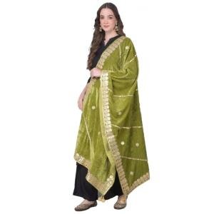 Women's Velvet Gotta Patti Dupatta (Olive, Length:  2.25 to 2.50 Mtr)