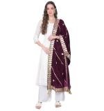 Women's Velvet Gotta Patti Dupatta (Wine, Length:  2.25 to 2.50 Mtr)
