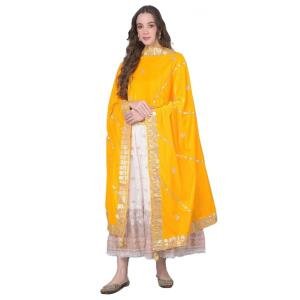 Women's Velvet Gotta Patti Dupatta (Yellow, Length:  2.25 to 2.50 Mtr)