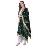 Women's Velvet Gotta Patti Dupatta (Green, Length:  2.25 to 2.50 Mtr)