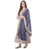 Women's Velvet Gotta Patti Dupatta (Grey, Length:  2.25 to 2.50 Mtr)