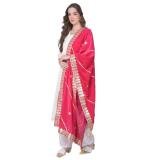 Women's Velvet Gotta Patti Dupatta (Pink, Length:  2.25 to 2.50 Mtr)