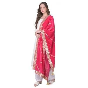 Women's Velvet Gotta Patti Dupatta (Pink, Length:  2.25 to 2.50 Mtr)