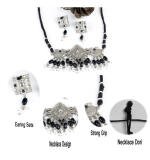 Women's Rose Gold Plated Alloy Necklace & Earings Set (Silver)