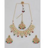 Women's Rose Gold Plated Alloy Necklace & Earings Set (Light Green)