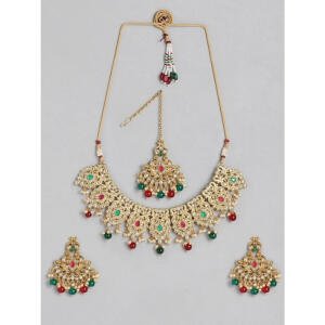 Women's Rose Gold Plated Alloy Necklace & Earings Set (Light Green)