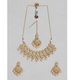 Women's Rose Gold Plated Alloy Necklace & Earings Set (Pink)