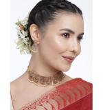 Women's Rose Gold Plated Alloy Necklace & Earings Set (Gold)