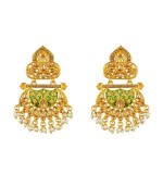 Women's Rose Gold Plated Alloy Kundan Earrings & Mangtikka (Green)