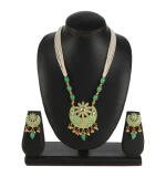 Women's Rose Gold Plated Alloy Necklace & Earings Set (Green)