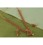 Women's Rose Gold Plated Alloy Necklace & Earings Set (Green & Red)